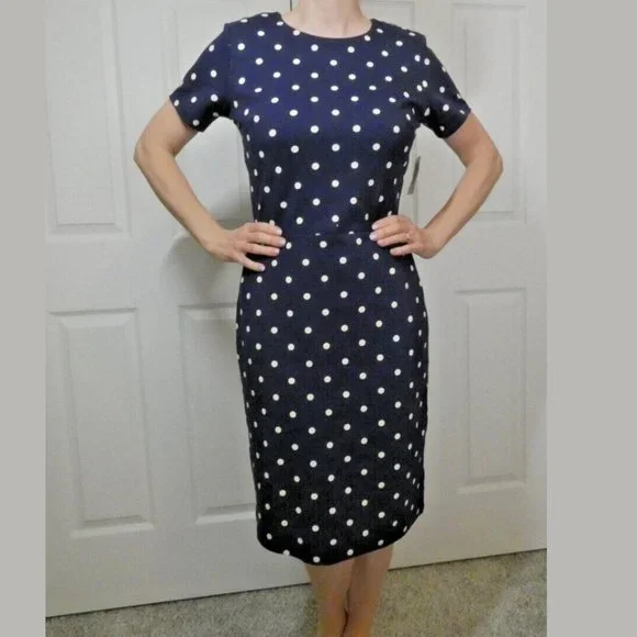 NWT Dress Blue Polka Dots Wear for Church Office Work Old Navy Women Size S  Tall